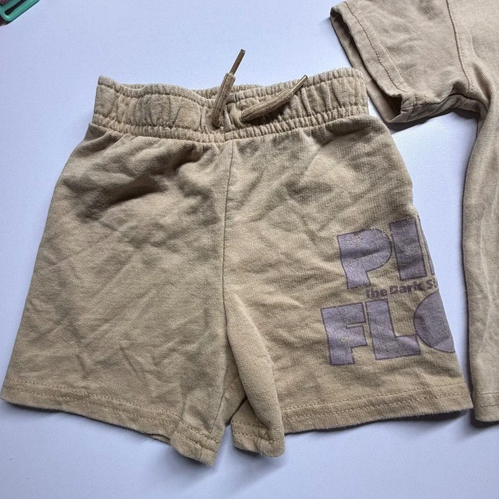 Pink Floyd Dark Side of the Moon Toddler 18M T-Shirt Shorts Set Tan Band‎ Tee